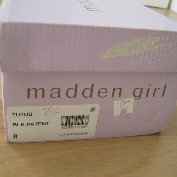 madden girl Tutu Mary Jane Shoes Size 8 Black Glossy Low Block Heel Round Toe - Picture 9 of 9